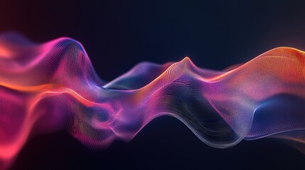 Obraz premium Fluid 3D waveform undulating in a gradient spectrum, showcasing modern technology's elegance and dynamic movement