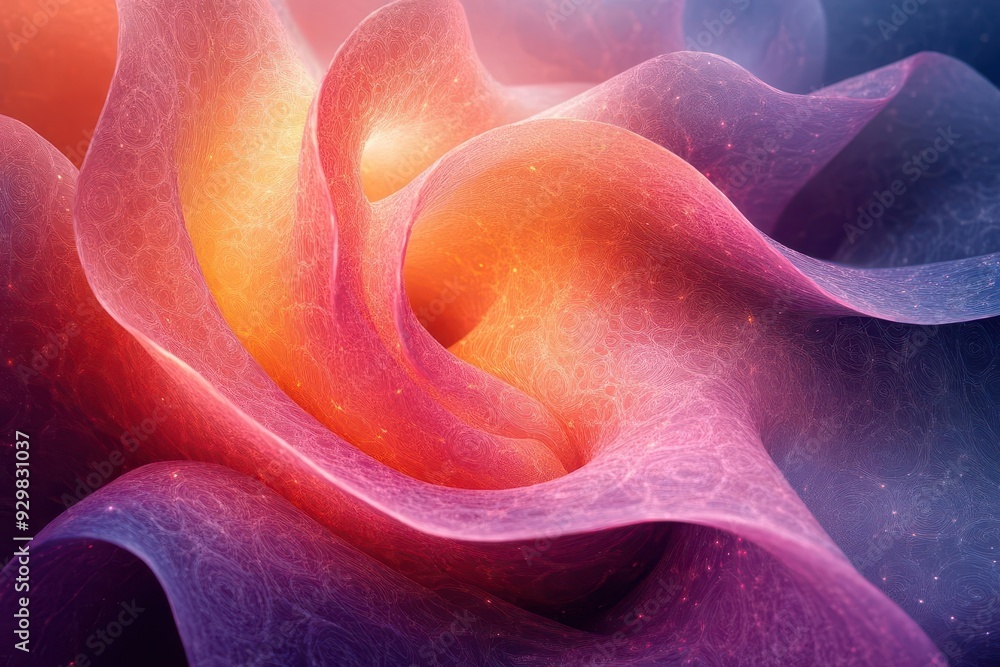 Wall mural ethereal fractal patterns swirling in vibrant hues intricate geometric shapes intertwining creating 