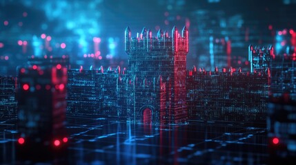Obraz premium Digital Castle: A Futuristic Architectural Vision