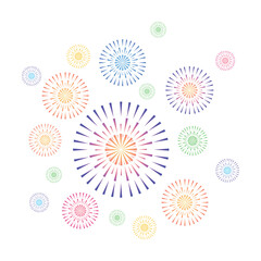 Free vector set fireworks to happy celebration event