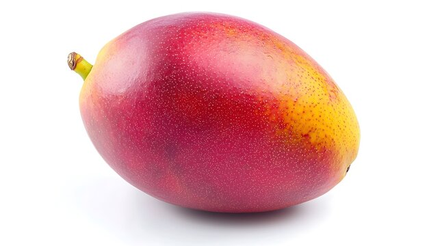 Single ripe red mango isolated on white background.