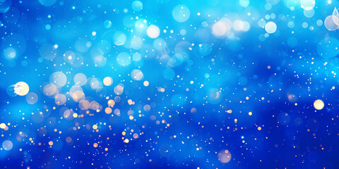 Exquisite background of corn blue bokeh with glimpses of golden sparkles. An exquisite, expensive holiday. Original background, wallpaper, card, invitation, banner, etc.
