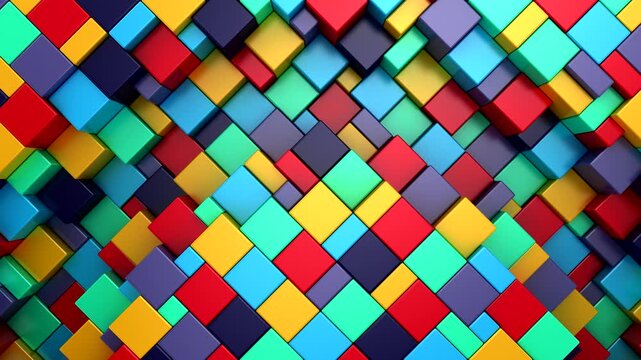 Geometric Shapes Form a Wave. Abstract motion, 3d rendering, 4k resolution

