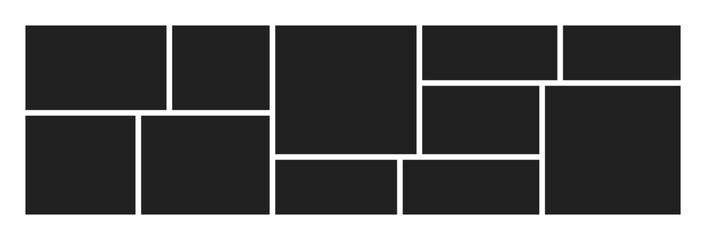 Photo collage template. Picture frame layout. Blank photo grid design. Vector illustration