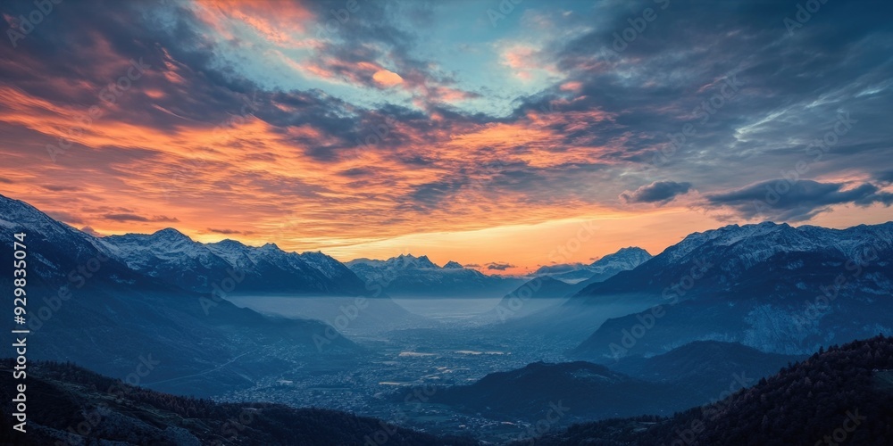 Canvas Prints mountain range sunset view