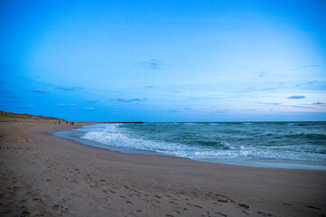 Blue hour after sunset by the sea, North Sea Denmark