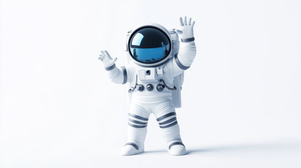 3D happy astronaut in a spacesuit on a bright white background