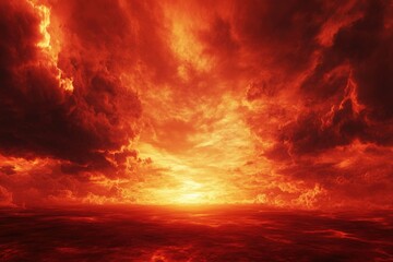 Sunset Over Ocean With Clouds