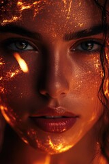 Woman's face with fire