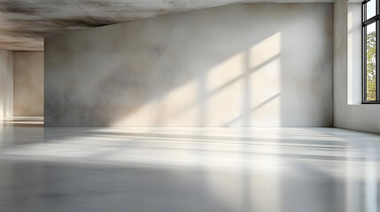 A spacious, empty room with natural light and minimalist design.