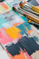 Obraz premium A vibrant mood board in the making, with a mix of color palettes, inspirational quotes, and design sketches