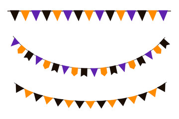 Obraz premium Halloween party garland. Vector pennant isolated on white background. Hanging flags set.
