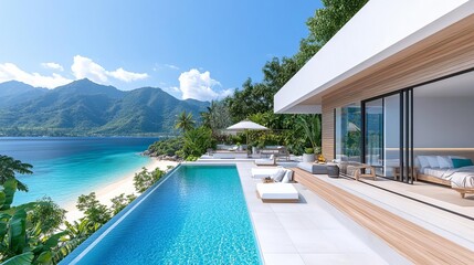 Tranquil seaside getaway resort with private beach, peaceful retreat