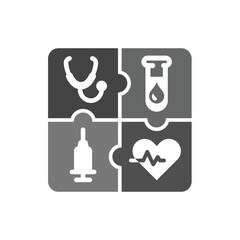 Medical and medicine puzzle logo icons. Health and healthcare vector icon.