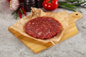 Raw beef burger cutlet minced meat
