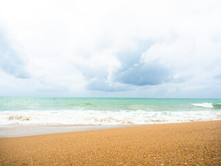 Summer background nature travel Sand beach ocean texture surface blue sea and horizon nature tropical, beauty view landscape shore island cloud clear sky light day card holidays tourism Vacation.