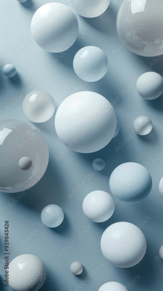 Aufkleber A collection of spheres in different sizes and shades of gray arranged on a flat surface, creating an intriguing visual effect