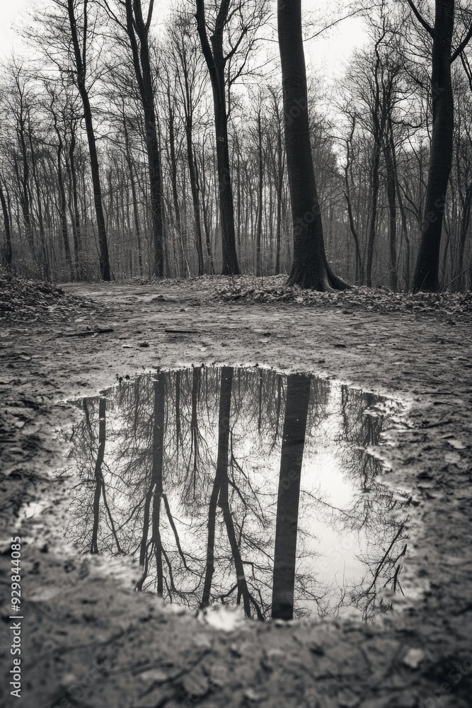 Sticker black and white puddle water