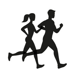 Running athletes. Vector illustration. Flat style.	