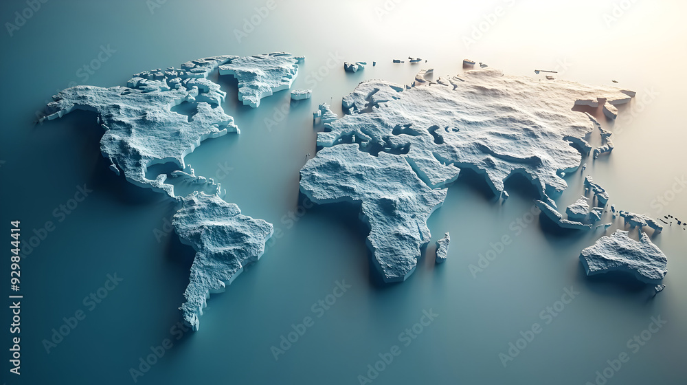 Poster a textured world map in a modern design style.