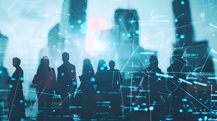 Business network team of professionals engaged in productive discussions, demonstrating teamwork and interaction in a contemporary office space.