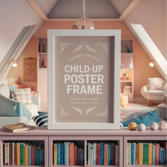 White cozy children room interior background, wall mockup, 3D render 
