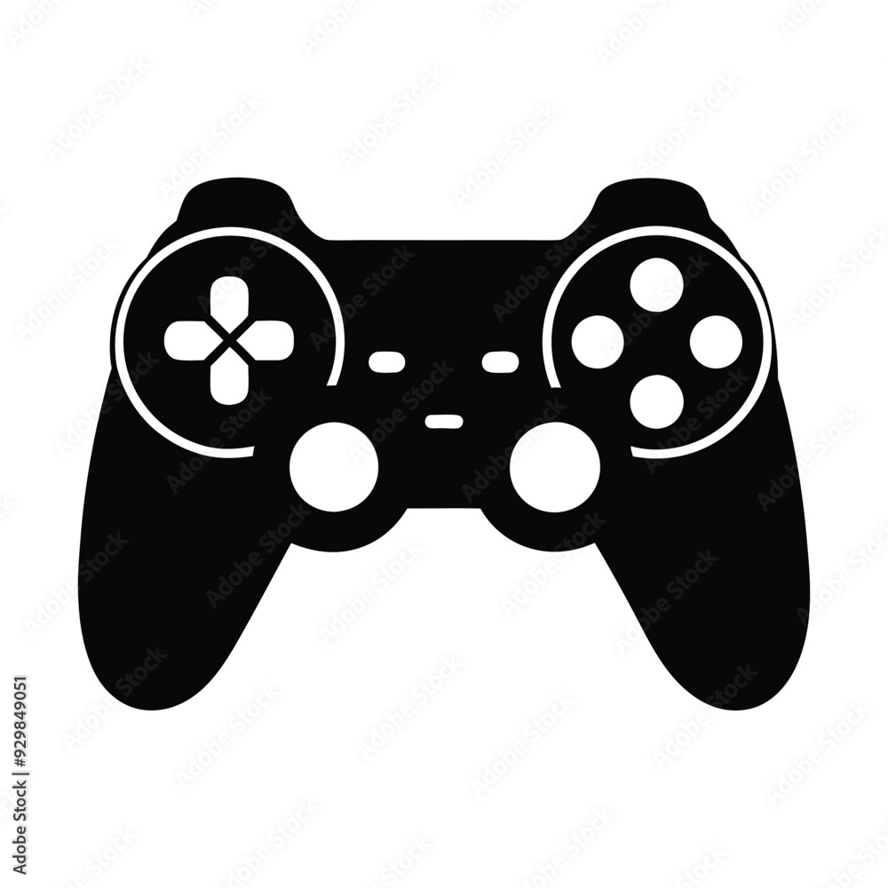 Wall mural Gaming equipment Clipart, Gamer Silhouette,   game controller Illustration black and white