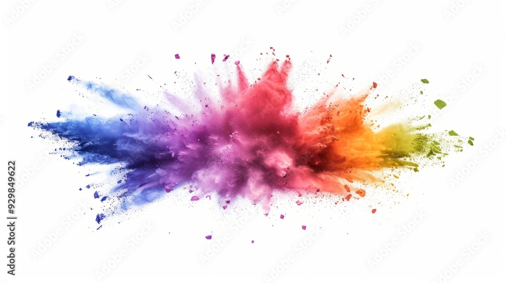 Poster a dramatic explosion of colorful powder bursts forth in a beautiful array of rainbow hues, creating 