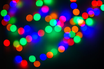 Abstrakcyjne kolorowe tło foto, świąteczne światełka jako ozdoba  © Paweł Kacperek