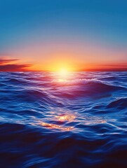 Obraz premium Sunset over ocean waves