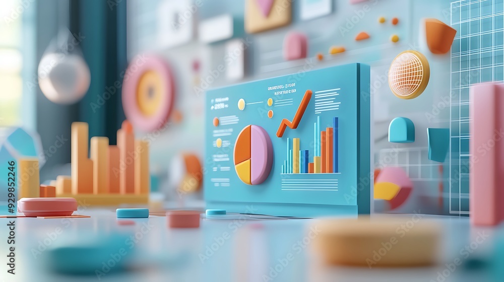 Aufkleber d colorful charts and graphs with data analysis and financial growth