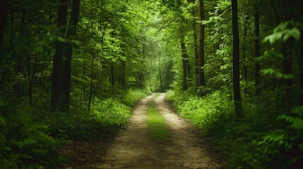 Obraz premium Serene Forest Pathway Scene