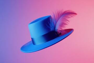 Blue top hat with feather