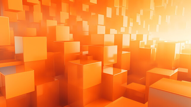 Orange cube three-dimensional background
