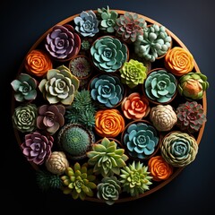 Symmetrical Radial Knolling of Succulent Plants in 4K Resolution