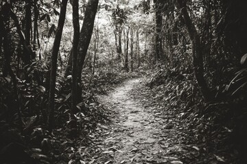 Obraz premium Woodland Path in Monochrome