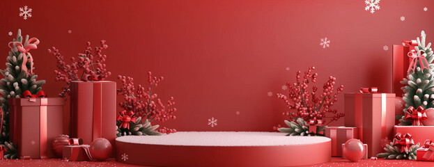 Podium background, gift product sale, Christmas stage