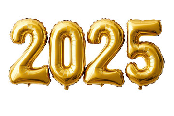 Shiny gold "2025" balloons. Perfect for New Year celebrations, events, or party decorations.

