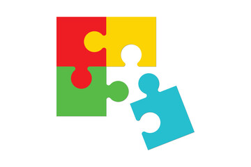 Obraz premium Puzzle pieces vector set. Puzzle jigsaw on white background. Set of puzzle pieces. Vector illustration