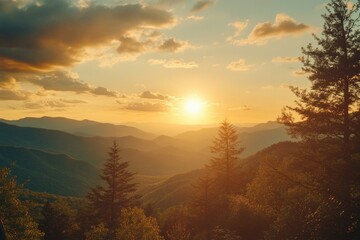 Mountain Sunset in Distance