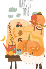 Still life with pumpkin and autumn elements