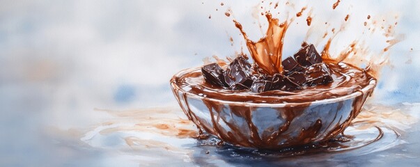 Fototapeta premium Rich and creamy chocolate fondue layered over a sumptuous dessert