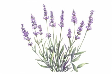 Obraz premium A botanical illustration of a lavender plant, showcasing its tall stems and small purple flowers in fine detail