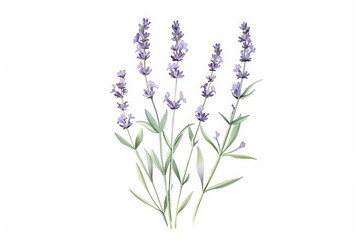 Obraz premium A botanical illustration of a lavender plant, showcasing its tall stems and small purple flowers in fine detail