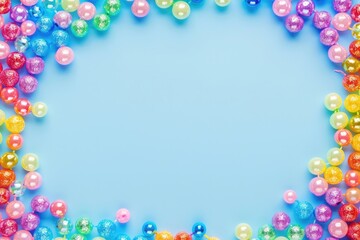 Fototapeta premium Colorful Girly Background with Glittering Balloons - Perfect for Party Invitations, Posters, and Cards