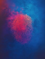 Fingerprint pattern on blue and red background
