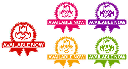 set available icon sign. product available label badge sticker template design vector illustration