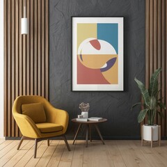 Contemporary neutral colors minimalist interior, home mockup , 3d render