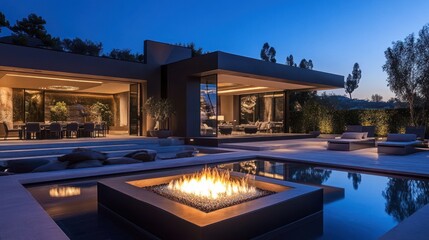 Modern Home with Pool and Fire Pit