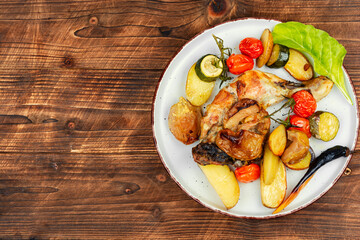 Rustic style chicken legs baked